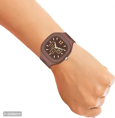 Stylish Brown Silicone Analog Watch For Men-thumb4