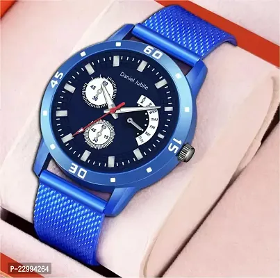 Stylish Blue Silicone Analog Watch For Men-thumb0