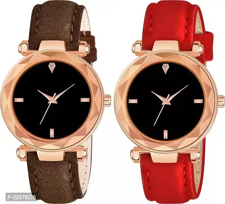 Stylish Women Genuine Leather Analog Watch Pack of 2-thumb0