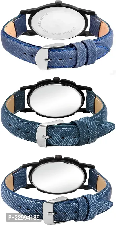 Stylish Multicoloured Genuine Leather Analog Watch For Men Pack Of 3-thumb3