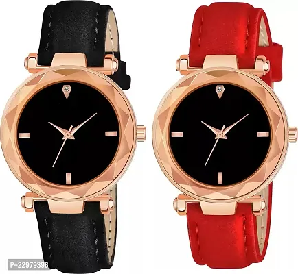 Stylish Women Genuine Leather Analog Watch Pack of 2-thumb0