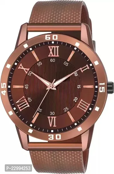 Stylish Brown Silicone Analog Watch For Men-thumb5