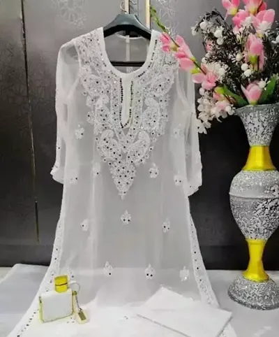 Stylish Georgette Straight Chikankari Kurta