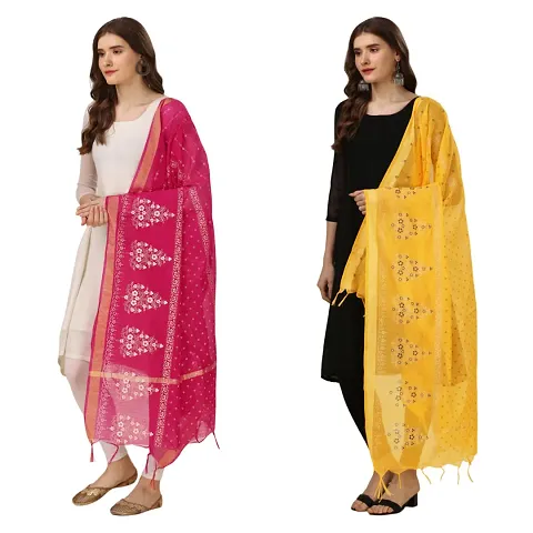 Stylish Chanderi Silk Dupattas For Women - Pack Of 2