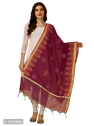 Vrutalay NX Women's Digital Printed Chanderi silk Bridal Ethnic Chunni Dupatta (V_V_3787790_MAROON)-thumb0