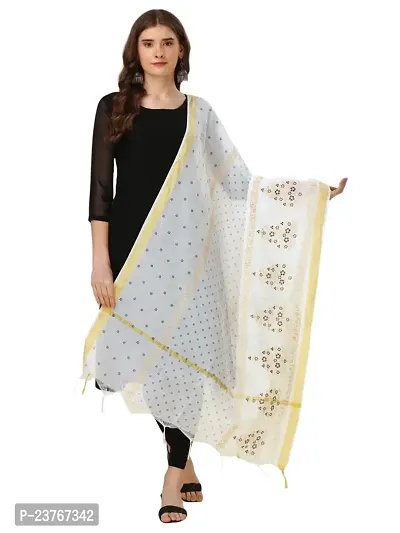 Vrutalay NX Women's Digital Printed Chanderi silk Bridal Ethnic Chunni Dupatta (V_V_3787754_WHITE)-thumb0