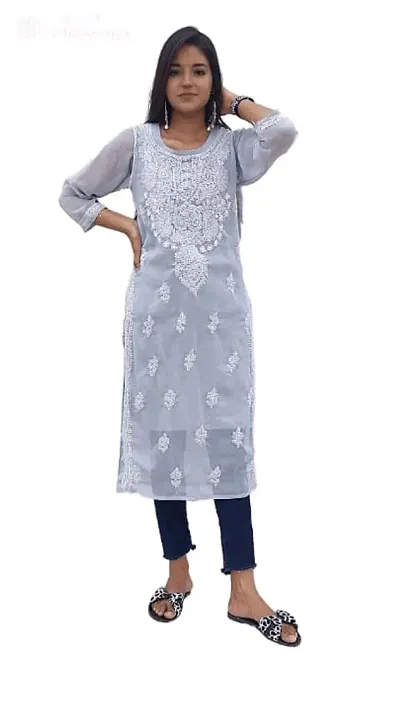 Classic Georgette Chikankari Kurtis with Inner for Women