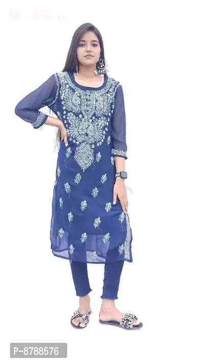 Classic Georgette Chikankari Kurtis with Inner for Women