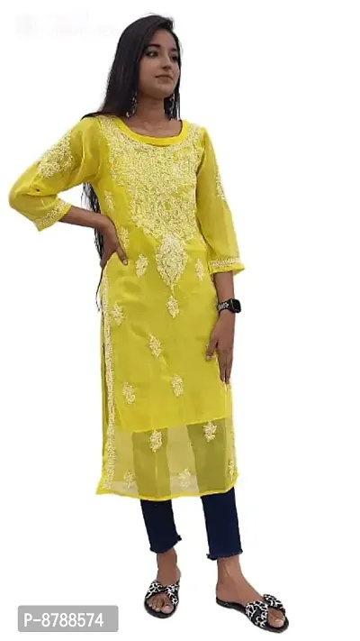 Classic Georgette Chikankari Kurtis with Inner for Women-thumb0