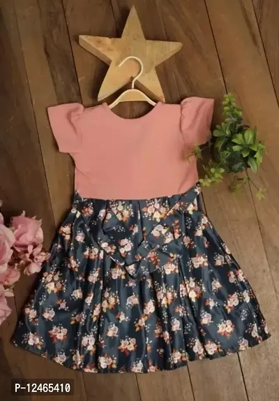 Classic Satin Printed Dresses for Kids Girls-thumb0