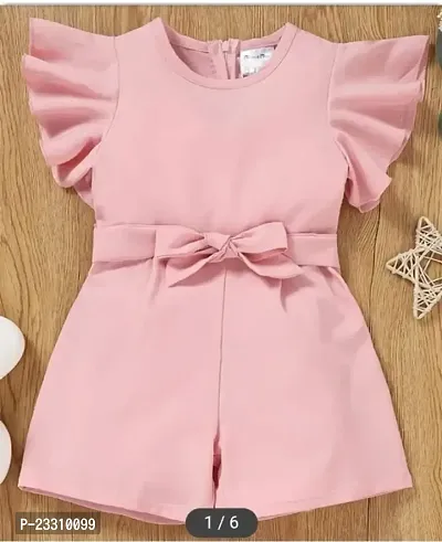 Classic Polyester Solid Jumpsuits for Kids Girls