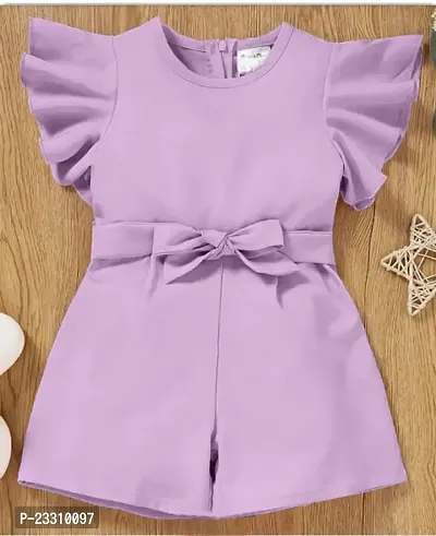 Classic Polyester Solid Jumpsuits for Kids Girls-thumb0