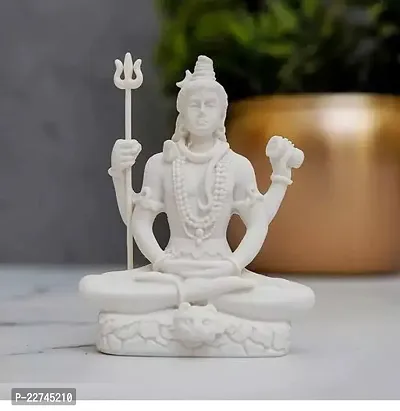 Classic Art New Small Shiv With 4 Hands-Height-3 Inches-Marble White Finish-For Car And Home Decor