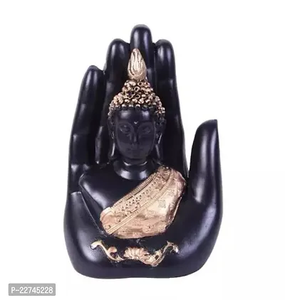 Classic Art Buddha Statue Showpiece Medium Size Polyresin Idol For Living Room | Door Entrance Decoration | Gift For All Occasion Black Golden Showpiece