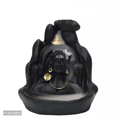 Classic Art and Craft Beautiful Adiyogi Shiv Ji Smoke Fountain Waterfall Backflow Statue With Free 10 Insence Cones