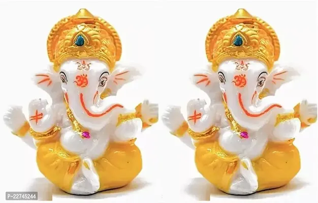 Classic Art Ganesha Statue For Home Temple Decoration I Ganesh Idol For Car Dashboard Pack Of 2-thumb0