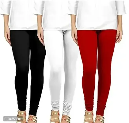 Classy Solid Cotton Leggings For Women Pack of 3-thumb0