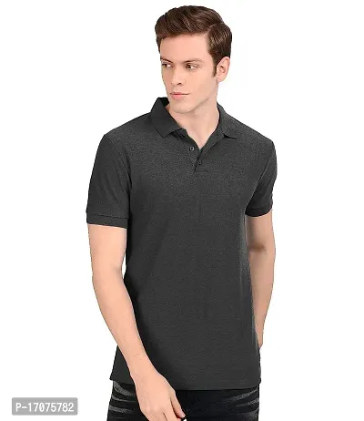 Reliable Grey Cotton Solid Polos For Men-thumb0