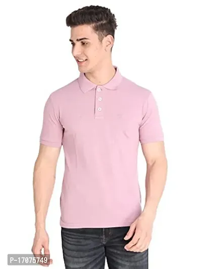 Reliable Pink Cotton Solid Polos For Men