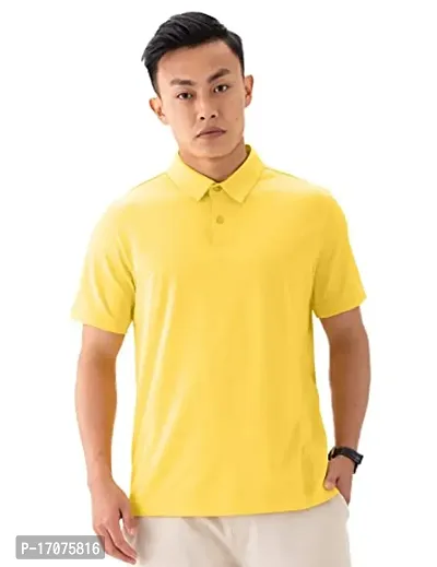 Reliable Yellow Cotton Solid Polos For Men-thumb0