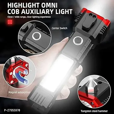 Torch with Hammer Window Glass and Seat Belt Cutter Built, LED Light(PACK OF 1)-thumb3