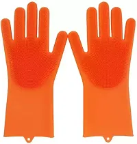 Dish Washing Silicon Cleaning Gloves, Silicon Hand Gloves for Kitchen Pack of 1, Assorted-thumb1