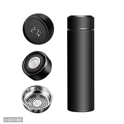 Led Temperature Display, Double Wall Vacuum Insulated Water Bottle (Pure Black), 500 ML