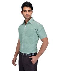 Green Cotton Solid Short Sleeve Formal Shirt-thumb1
