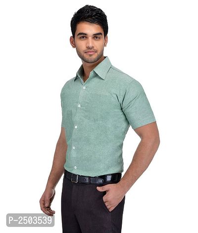 Green Cotton Solid Short Sleeve Formal Shirt-thumb2