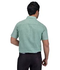 Green Cotton Solid Short Sleeve Formal Shirt-thumb2