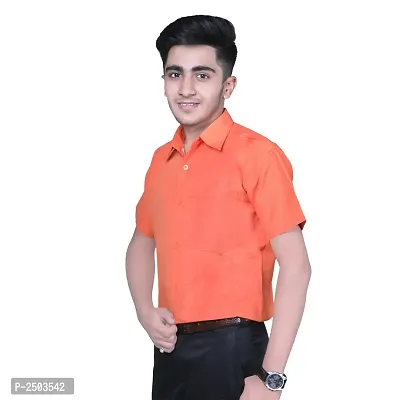 Orange Cotton Solid Formal Shirt-thumb2
