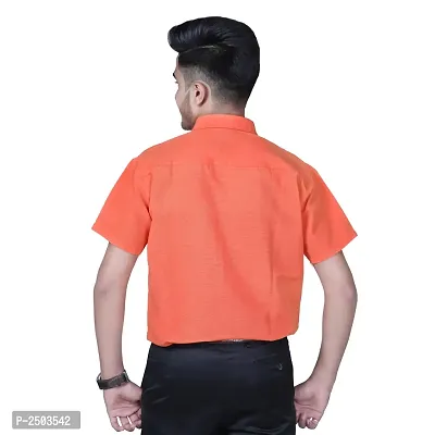 Orange Cotton Solid Formal Shirt-thumb3