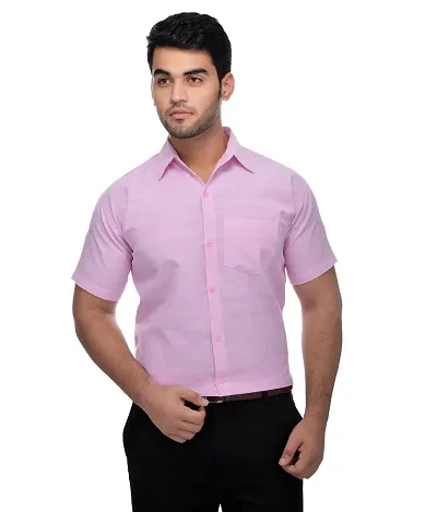 Men's Summer Cotton Solid Regular Fit Formal Shirt