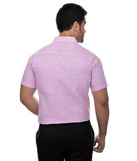Pink Cotton Solid Short Sleeve Formal Shirt-thumb2