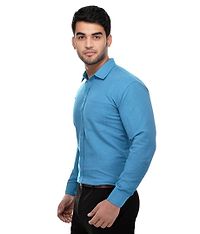 Blue Cotton Solid Formal Shirt-thumb1