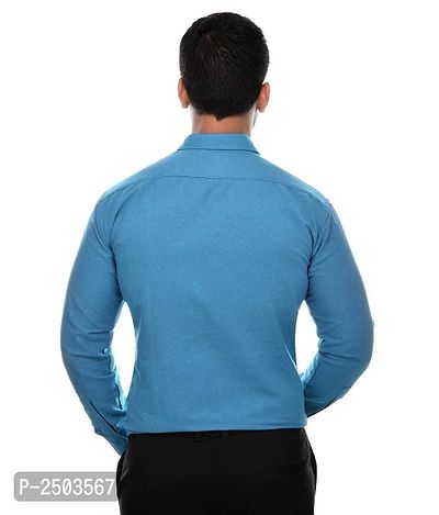 Blue Cotton Solid Formal Shirt-thumb3