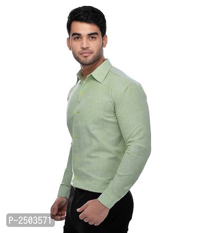 Green Cotton Solid Formal Shirt-thumb2