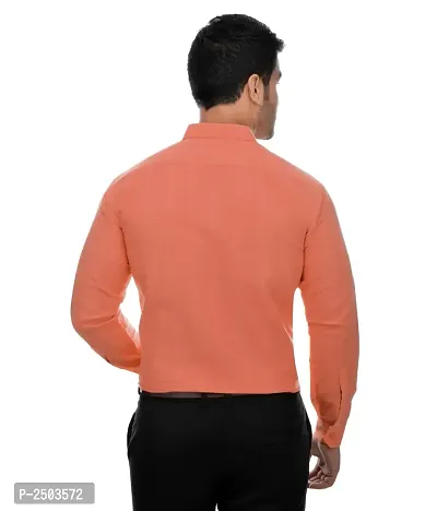 Orange Cotton Solid Long Sleeve Formal Shirt-thumb3