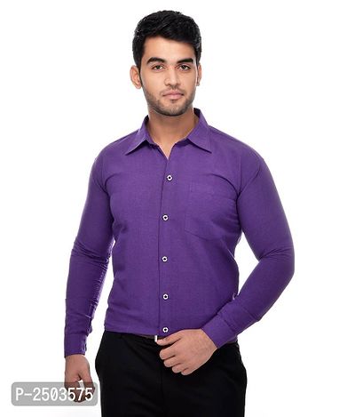 Purple Cotton Solid Long Sleeve Formal Shirt-thumb0