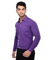 Purple Cotton Solid Long Sleeve Formal Shirt-thumb1