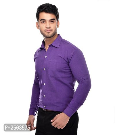 Purple Cotton Solid Long Sleeve Formal Shirt-thumb2