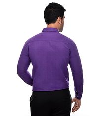 Purple Cotton Solid Long Sleeve Formal Shirt-thumb2