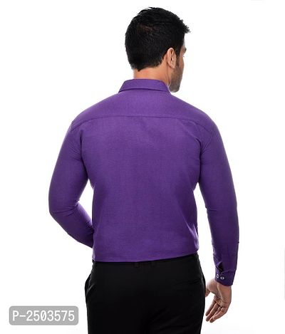 Purple Cotton Solid Long Sleeve Formal Shirt-thumb3