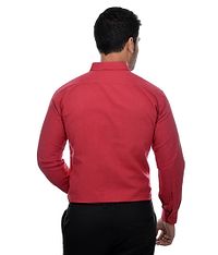 Red Cotton Solid Long Sleeve Formal Shirt-thumb2