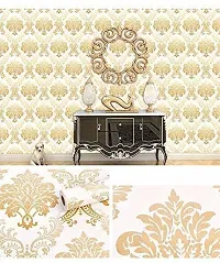 Designer White Gold Vinyl Wall Stickers Wallpaper For Home Decor-thumb1