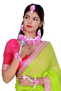 SJH Shivi Jewels And Handicrafts Jewels Baby Pink Floral Flower Bridal Gotta Patti Jewellery Haldi Baby Shower Mehndi Godbharai Set for Women and Girls (Mehandi/Haldi/Bridal)-thumb1