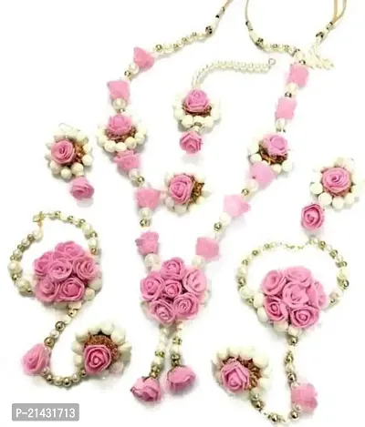 SJH Shivi Jewels And Handicrafts Gotta Pati Non-precious Metal and Jewellery Set for Women Girls (Pink)
