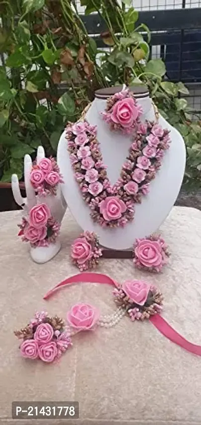 SJH SHIVI JEWELS AND HANDICRAFTS Women's/Girls Floral Jewellery Set (Pink)