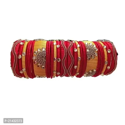 SJH Shivi Jewels And Handicrafts Red  Yellow Color Designer Zircon Beads With Silk Thread Bangles 26 Pc Set Wedding  Festive Occasions SJ-63 Size-2.6-thumb0