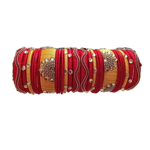 SJH Shivi Jewels And Handicrafts Color Designer Zircon Beads with Silk Thread Bangles 26 Pc Set